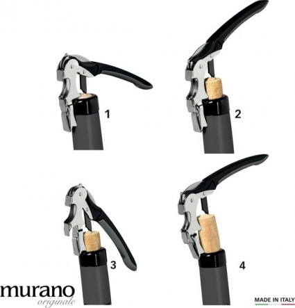 Murano kurkentrekker/couteau sommelier Zwart/Noir
